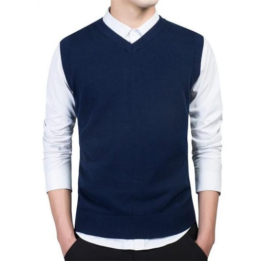 Autumn Fashion Casual Vest Slim Fit Cotton Solid Men Sweaters Pullover Men's Fashion