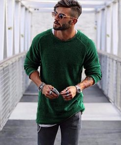 Autumn Winter Knitted Solid Simply Style Casual O Neck Sweater Men's Fashion 
