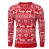 Christmas Style Winter Pullover Mens Deer Printed Long Sleeve Sweaters Men's Fashion 