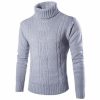 Male Sweater Pullover Slim Warm Solid High Lapel Jacquard Men's Fashion 