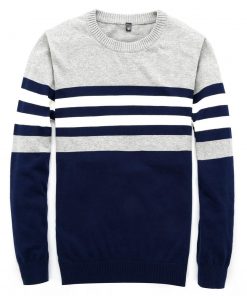 Men Autumn Round Neck Patchwork Quality Knitted Sweaters Men's Fashion 