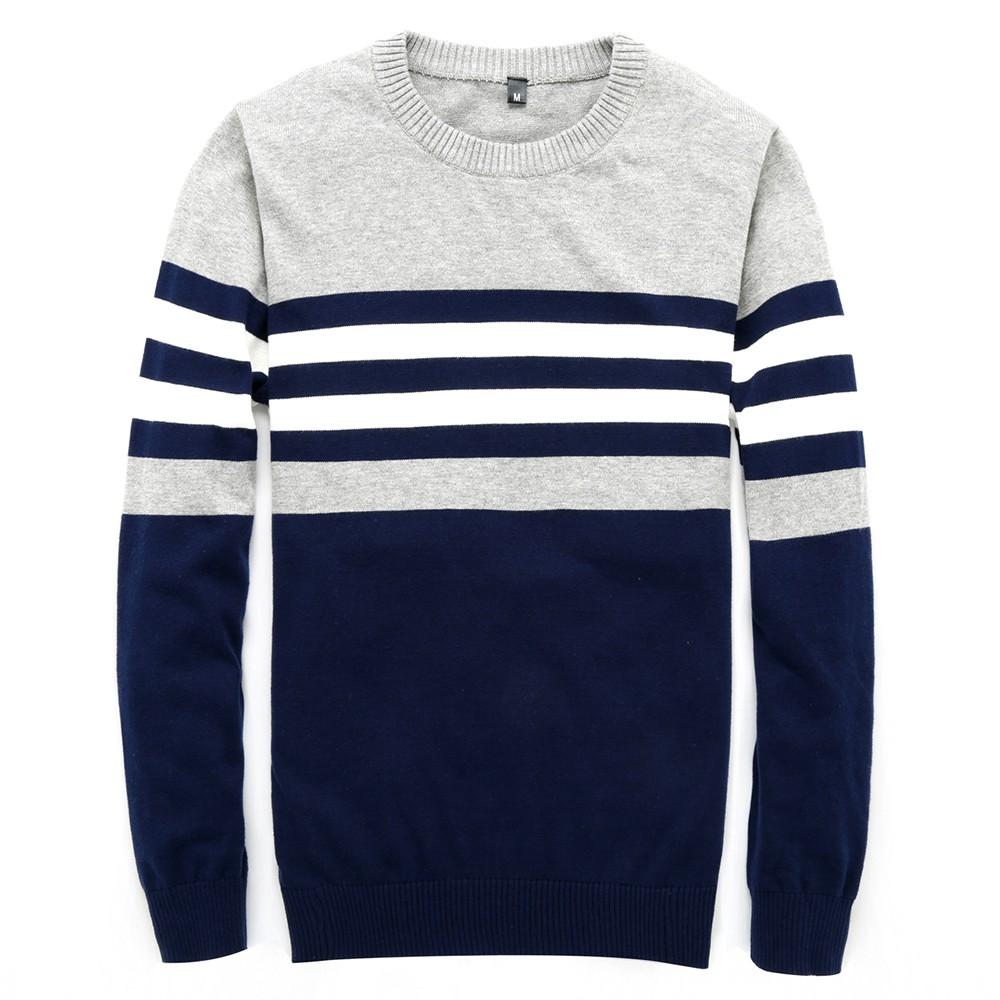 Men Autumn Round Neck Patchwork Quality Knitted Sweaters Men's Fashion