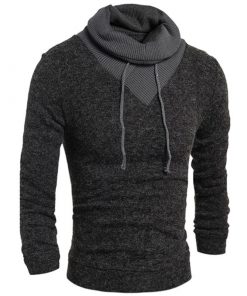 Men Casual Slim Soild Color Hedging Turtleneck Sweater Men's Fashion 