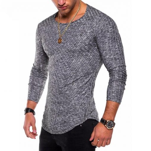 Men Fashion Spring Thin Pullover Men Homme Leisure Solid Color Sweater Men's Fashion