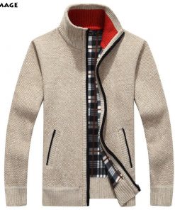 Men’s Sweaters Autumn Winter Warm Cashmere Wool Zipper Pullover Sweaters Men's Fashion 