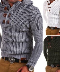 Mens Zip Wool Sweater Pullover Long Sleeve Half-Zipper Sweater Men's Fashion 