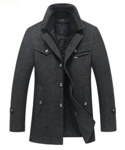 Winter Wool Coat Slim Fit Jackets Mens Casual Warm Outerwear Jacket Men's Fashion 