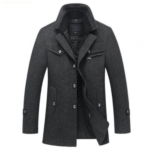 Winter Wool Coat Slim Fit Jackets Mens Casual Warm Outerwear Jacket Men's Fashion