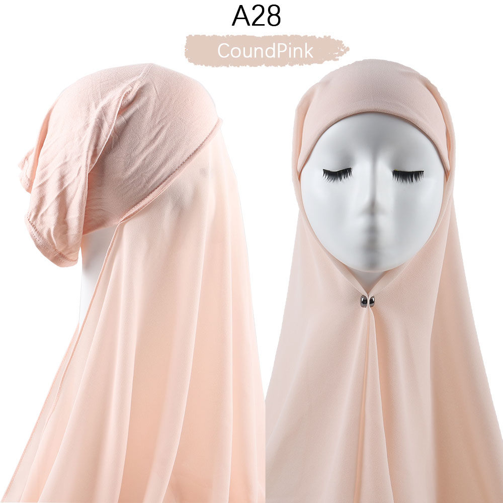 Hijab With Cap Heavy Chiffon Jersey