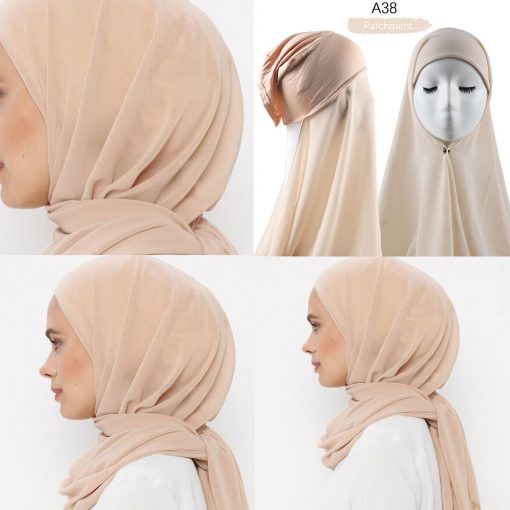 Hijab With Cap Heavy Chiffon Jersey