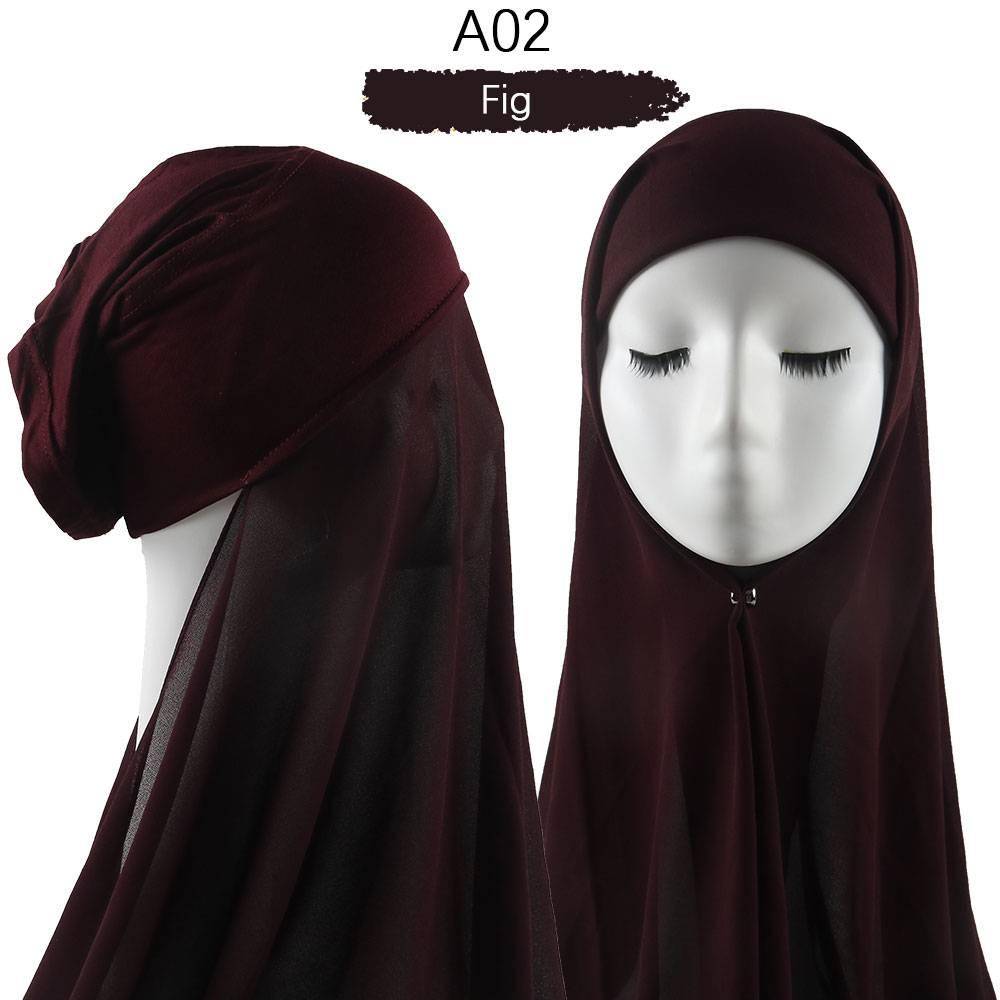 Hijab With Cap Heavy Chiffon Jersey