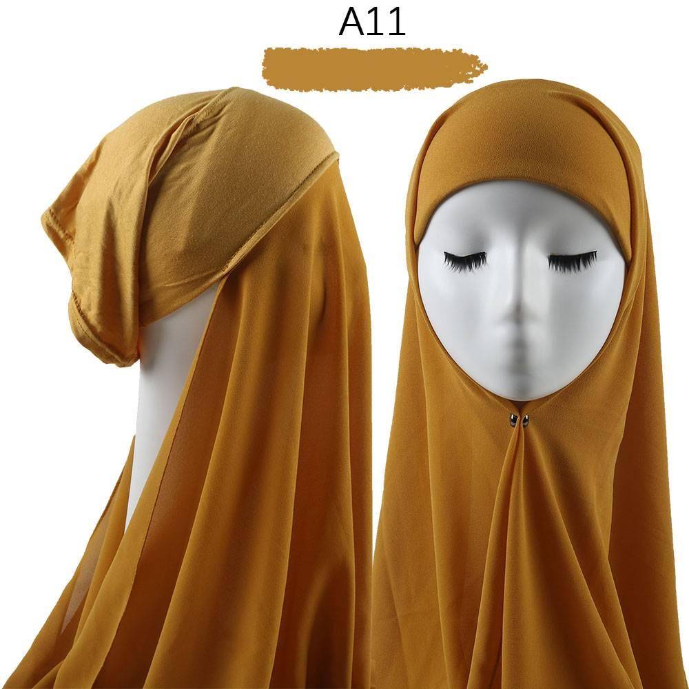 Hijab With Cap Heavy Chiffon Jersey
