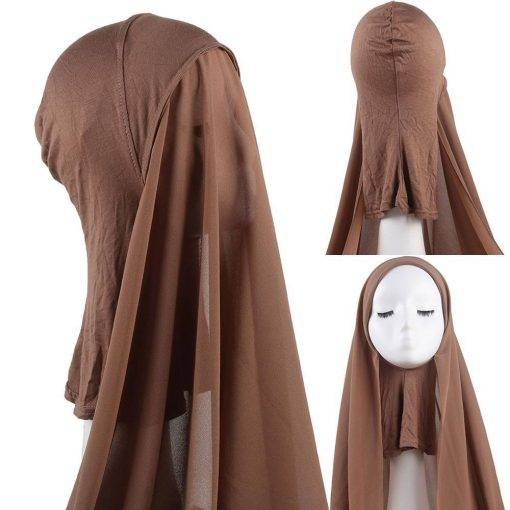 Hijab with Cap Attached Neck Cover Hijab